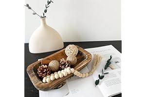 BEDAZE Wooden Dough Bowls Decorative，Rustic Bread Long Bowls Decor Wood Tray, Hand Carved For Table Centerpiece Decor, Home Decor (10 * 6 * 2 inch Brown)