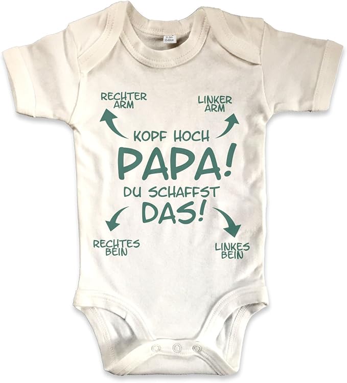 netshirts Organic Baby Body mit Papa du schaffst das Kopf hoch