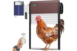 MIR0ESETH Automatic-Chicken-Coop-Door-Solar-Powered Auto Chicken Door with Remote Light Sensor Mode Anti-Pinch Function (DarkRBC-001)