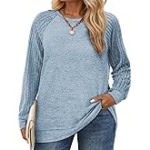ROSRISS Plus-Size Sweatshirts for Women Casual Cute Raglan Long Sleeve Pullover Tops Oversized Fashion Crewneck Shirts XL-5XL