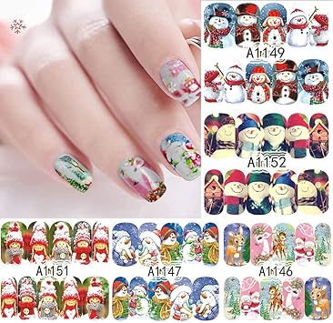 Faux Ongles Flocons De Neige De Noël Pour Femmes 12 Feuilles