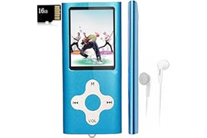 XIDEHUY Mp3 Player,Music Player with a 16 GB Memory Card Portable Digital Music Player/Video/Voice Record/FM Radio/E-Book Reader/Photo Viewer/1.8 LCD (Sky Blue)