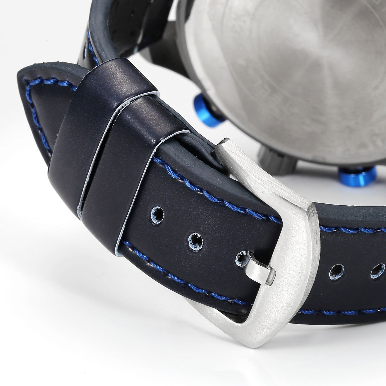 JSDDE Mens Sports Watch 3ATM Waterproof Analog Quartz All Black Leather Strap Calendar Date Window