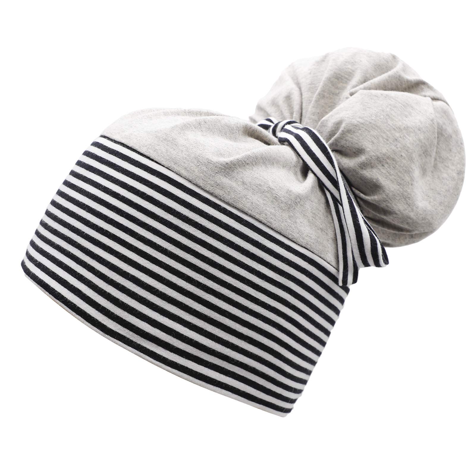 CHUANGLIWomen Working Caps Knit Work Hat with Button Ponytail Hat Stripes and Solid Colors Handmade