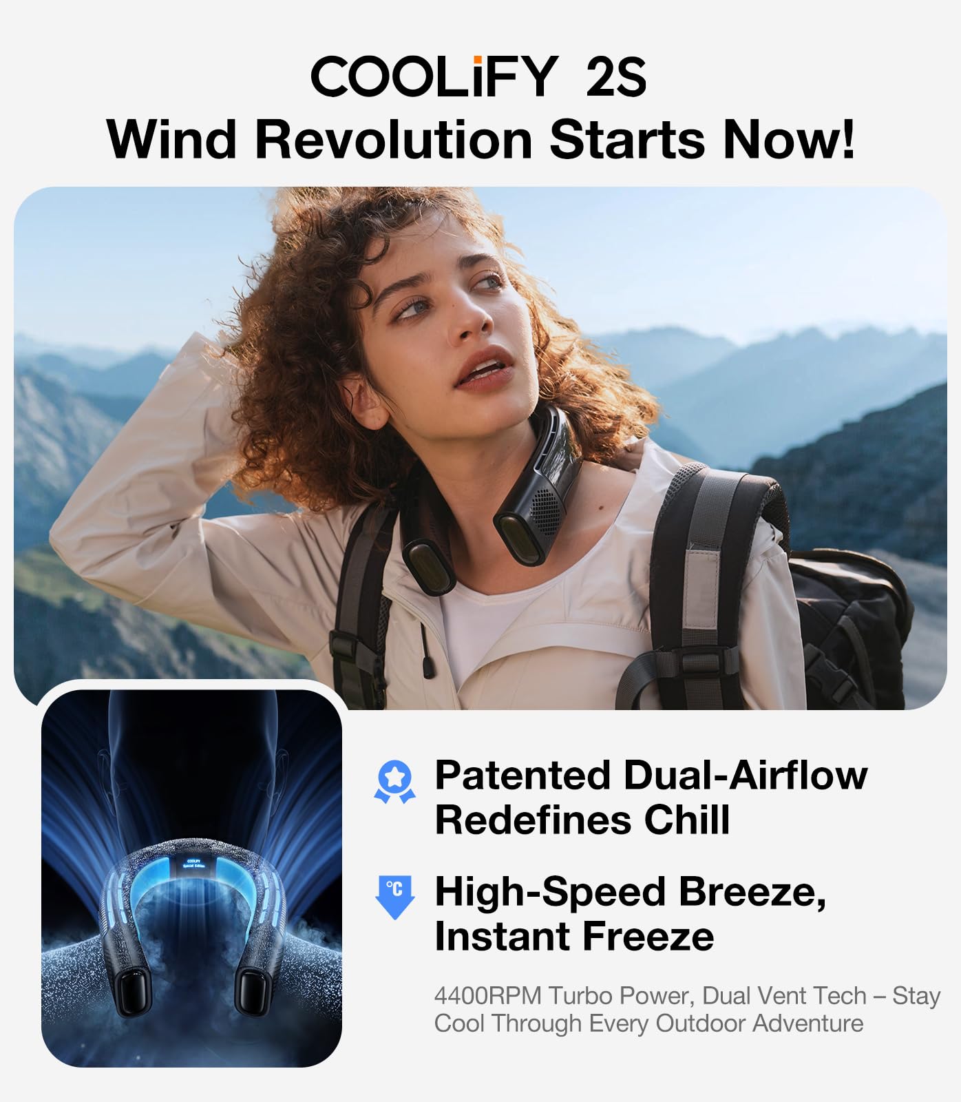 TORRAS 2025 COOLiFY 2S Neck Fan, 3 Model, 3-28H Extended Battery Life, Neck Fans that Blow Cold Air, Neck Air Conditioner, Cooling Neck Fan for Work,Hiking,Travel. Gifts for Dad Husband Father, Black