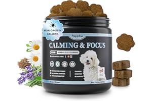 POPPAW Calming Chews for Dogs – Calming Treats for Anxiety, Stress, Separation, Travel&Thunder, Relaxation & Focus Support with L-Theanine, Valerian Root, Chamomile & Ashwagandha, Bacon Flavor, 90Ct