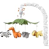 Crib Mobile, Baby Mobile with 12 Lullabies, Musical Baby Crib Mobile for Boys or Girls, Safari Animals Crib Toys Hanging, Safari Nursery Decor