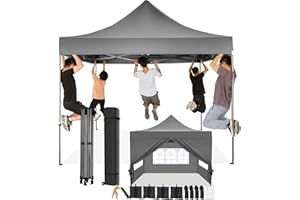 COBIZI 10x10 Pop Up Canopy with 4 Sidewall,Heavy Duty Canopy UPF 50+ All Season Wind Waterproof Commercial Outdoor Wedding Party Tents for Parties Canopy Gazebo with Roller Bag(10 x 10 ft Gray)