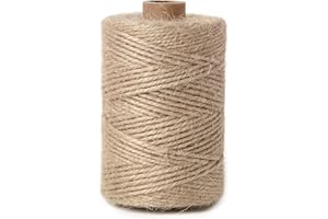 QDISHI 1mm 328 Feet Natural Jute Twine, for Crafts Gift, Craft Projects, Wrapping, Bundling, Packing, Holiday Packaging Twine, Gardening and More, Jute Rope to Use Around The House and Garden