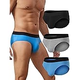 YOUJIOU Men's Cotton Briefs Underwear Stretch Low Rise Briefs 3 Pack