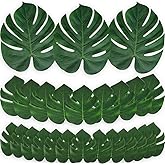Moon Boat 120PCS Tropical Palm Leaves Plant Imitation Leaf-Hawaiian/Luau/Jungle Party Table Decorations