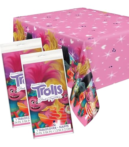 Amazon.com: Trolls World Tour Multicolor Plastic Table Cover - 54