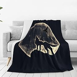 Generic Wolf and Eagle in Moon Light Throw Blanket