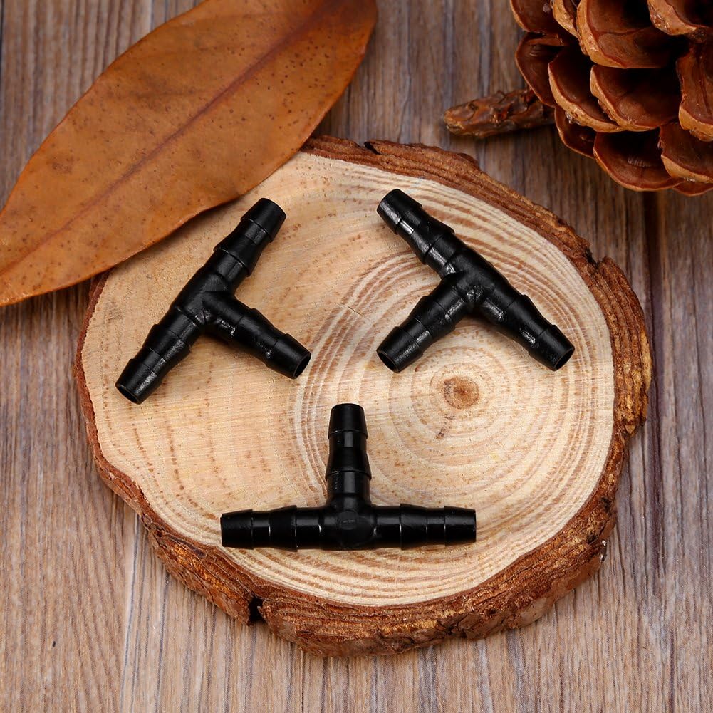 Haofy Sprinkler Irrigation T- Pipe Barb Hose Fitting Tee Joiner Drip System for Patio,Lawn,Garden and Agricultural 100PCS - Image 4