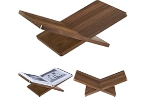 DECORANY Solid Wooden Book Stand for Desktop Display & Reading –15.7" x 9.4" x 5.7” Extra Large Wood Open Book Holder for Cookbook, Bible, Recipe, Textbook, Magazine (N. American Black Walnut)