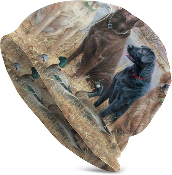 Duck Hunting Labrador Retrievers Adult Knit Hat Slouchy Soft Beanie Hat Skully Cap Half