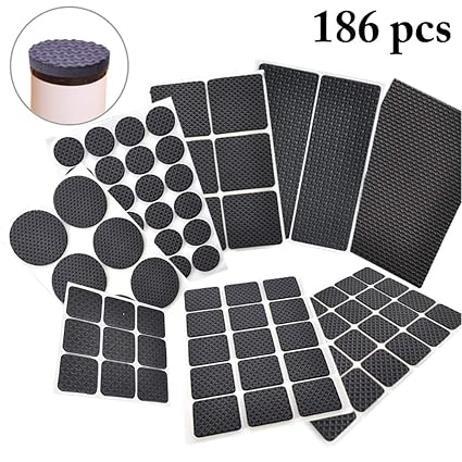 Outgeek 186PCS Chair Leg Pads Anti Slip Rubber Furniture Pads Furniture Grippers