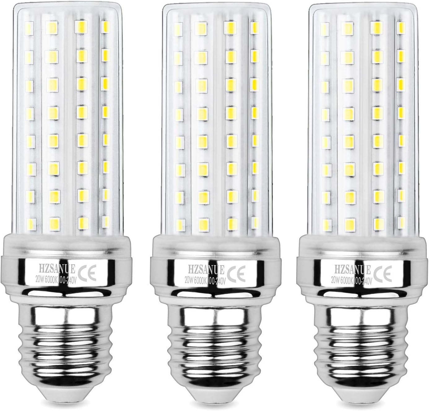 HZSANUE LED Corn Bulbs 20W, E27 Edison Screw Bulbs,2200Lm, 6000K Daylight White,150W Incandescent Bulbs Equivalent,Pack of 3