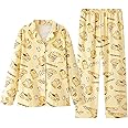 WANHONGYUE Kawaii Cartoon Pajamas for Women Girls Long Sleeve Shirt with Pj Pants Sleepwear Home Wear 2 Piece Pajama Sets