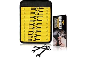 THYENTUL 20Pcs Small Wrench Set Mini Wrench Set Metric & SAE Ignition Wrench Set Combination Wrench Sets with Rolling Pouch, 4-11mm & 5/32" - 7/16"