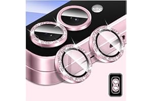 Kucheed Bling Camera Lens Protector for Samsung Galaxy Z Flip 6, Tempered Glass Camera Cover Screen Protector, Glitter Automatic Alignment Individual Metal Rings Film Stickers
