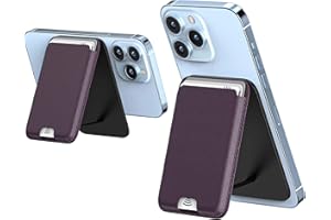 EDC-BFYOU EDC Leather Wallet for Apple MagSafe, MagSafe Wallet Stand Compatible with iPhone 15 Series, iPhone 14/13/12 Series, Detachable RFID Card Holder for 3 Credit Cards, Purple-Stand