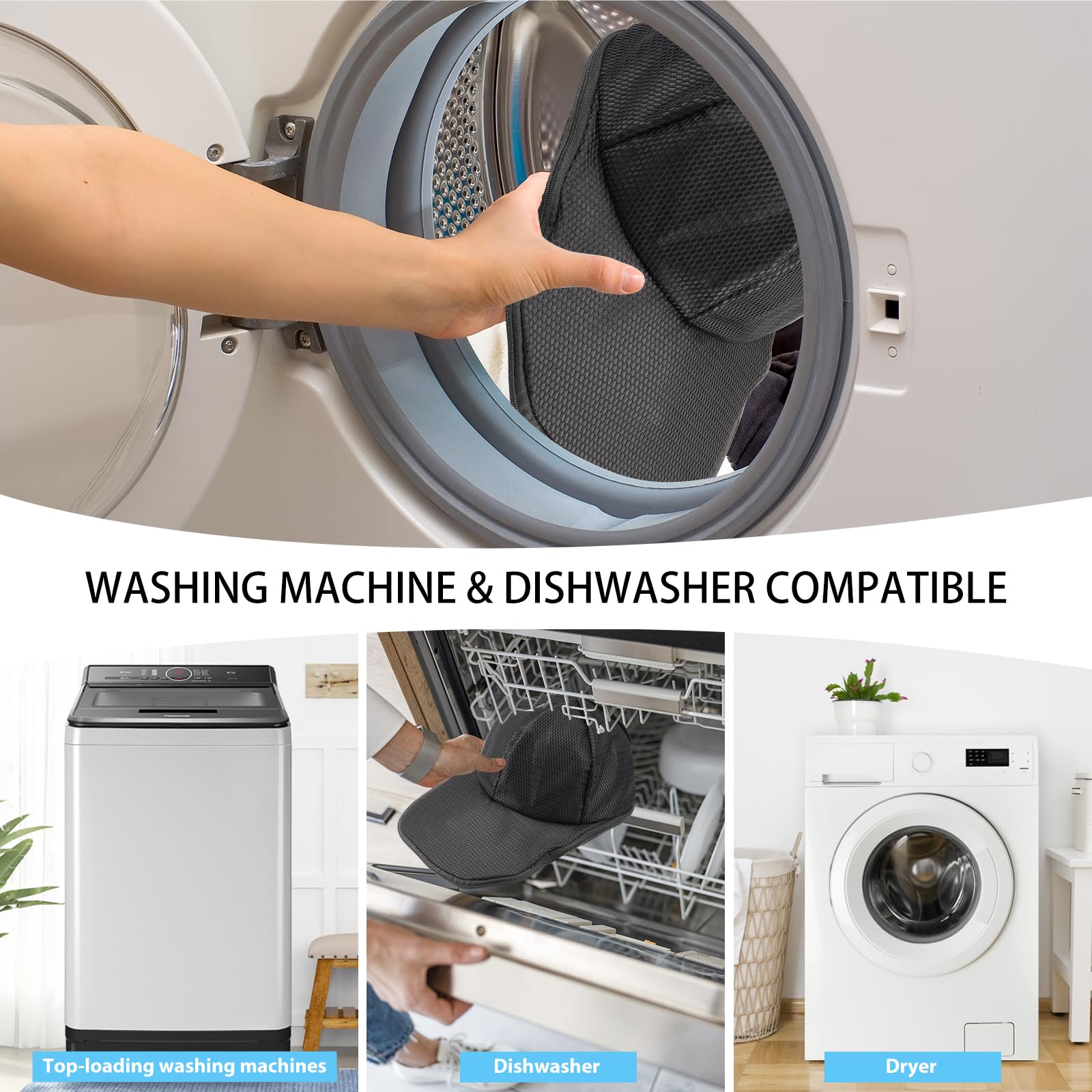 Fododo Hat Washer Cage for Washing Machine Ball Cap Washer Hat Cleaner for Baseball Caps Cleaning Rack Frame with Hat Laundry Wash Protector Bag for Hats Adults and Kids