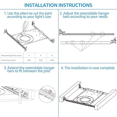 Buy Torchstar New Construction Mounting Plate 3 4 6 Inch Recessed Light Kit Extendable Hanger Bars Shallow Recessed Light Housing With Flexible Handle Pack Of 6 Online In Indonesia B08r9c538v