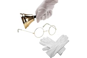 Sunnywood Santa Costume Accessories Set Wig Beard Eyeglasses Bell Bag Gloves