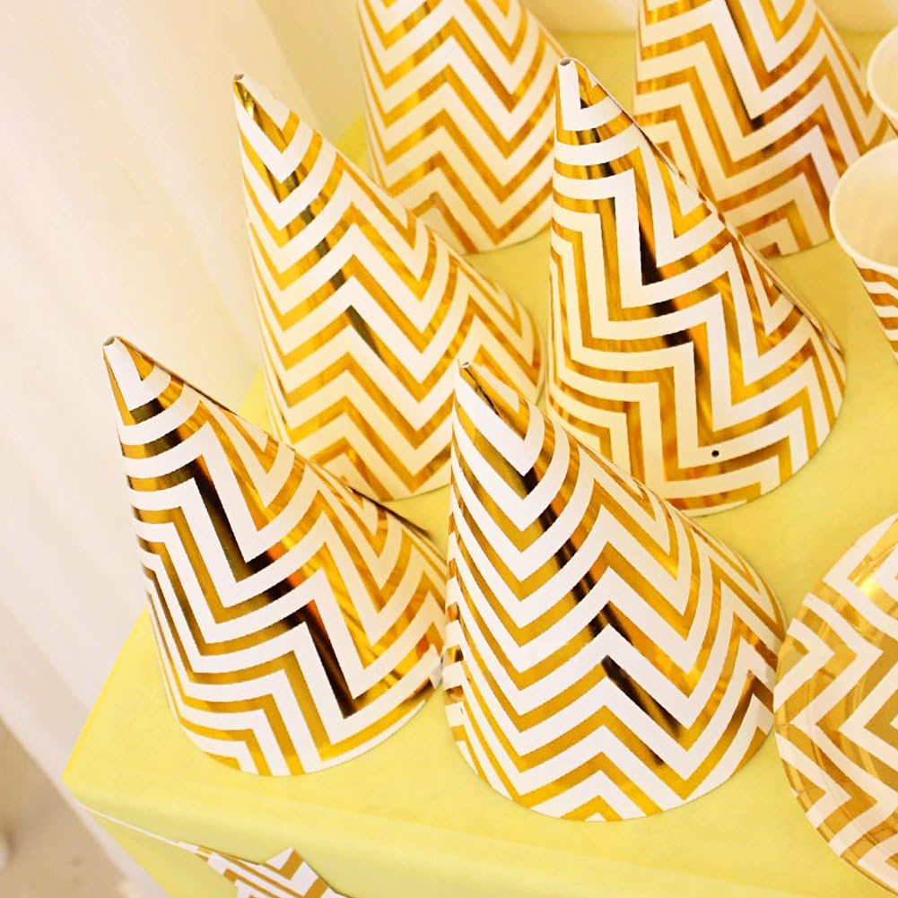 Gold Birthday Party Cone Hats, 12 ct: Clothing