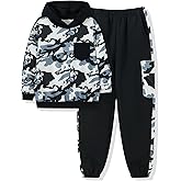 Auiopila Boys Clothes Camouflage Patchwork Long-Sleeved Hooded Sportswear, Camouflage Sports Pants,Boys Outfits