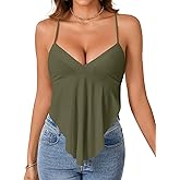 Rooscier Women's Deep V Neck Backless Cami Adjustable Strap Sleeveless Tank Top