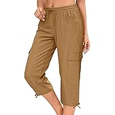 HOTGIFT Women Capris Cargo Pants 2026 Summer Hiking Pants Casual Lightweight Outdoor Quick Dry with 6 Pockets