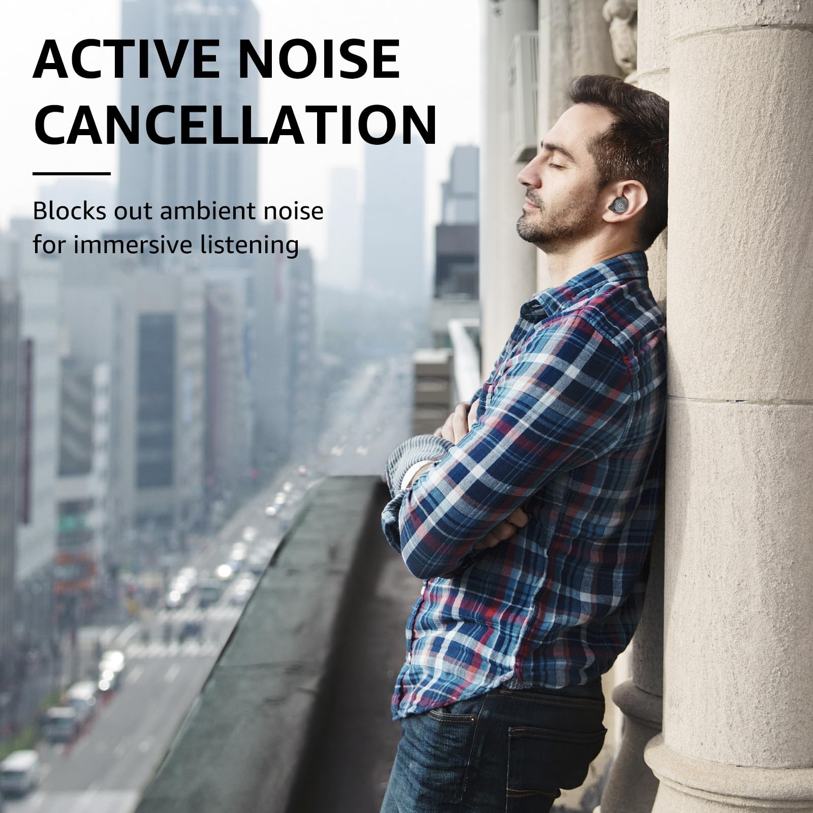 TOZO NC9 Hybrid Active Noise Cancelling Wireless Earbuds, in Ear Headphones IPX6 Waterproof Bluetooth 5.3 Stereo Earphones, Immersive Sound Premium Deep Bass Headset Matte Black. - Image 6