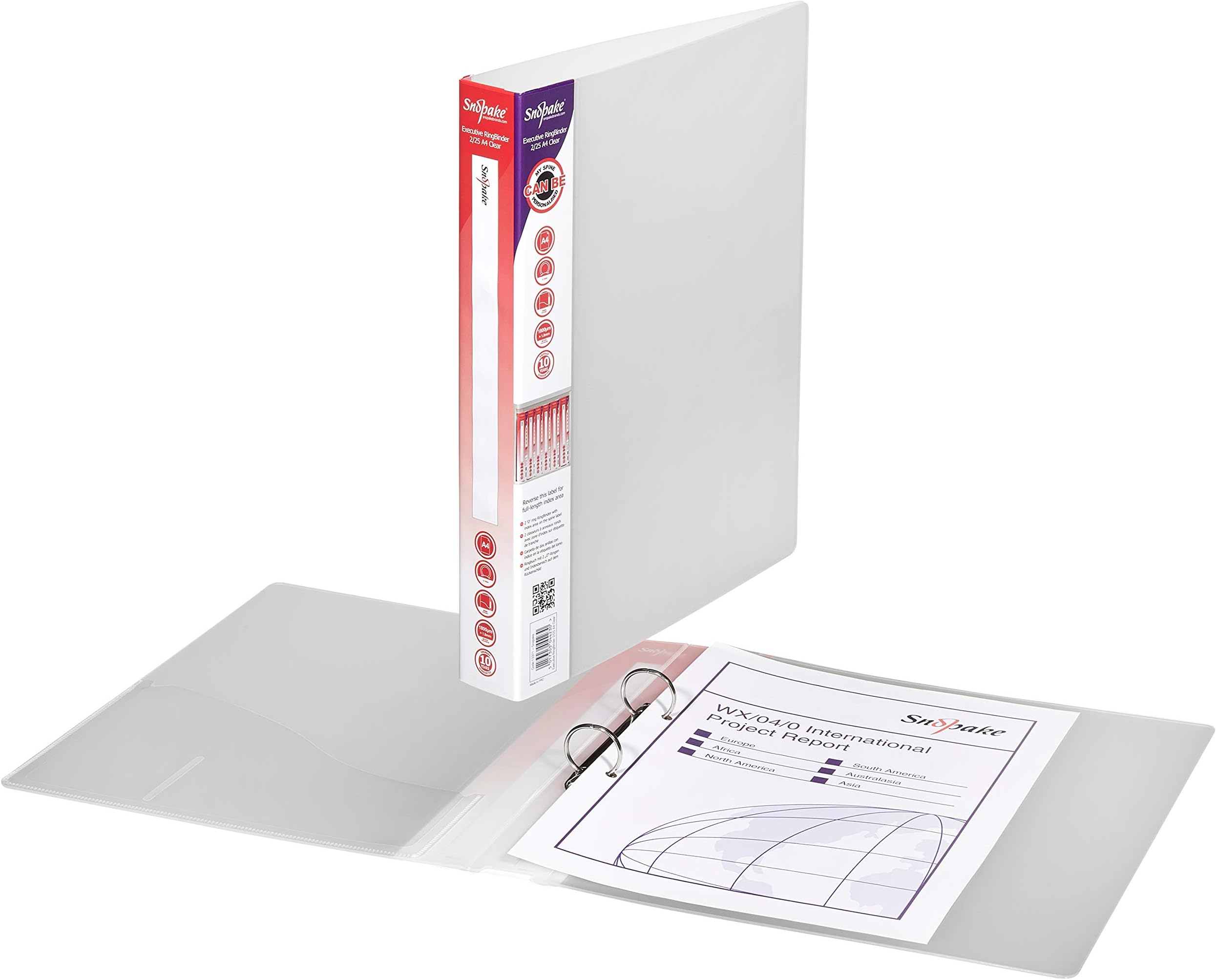 Snopake A4 2 O-Ring 25 mm Executive RingBinder – Clear (Pack of 10) Ref: 13371