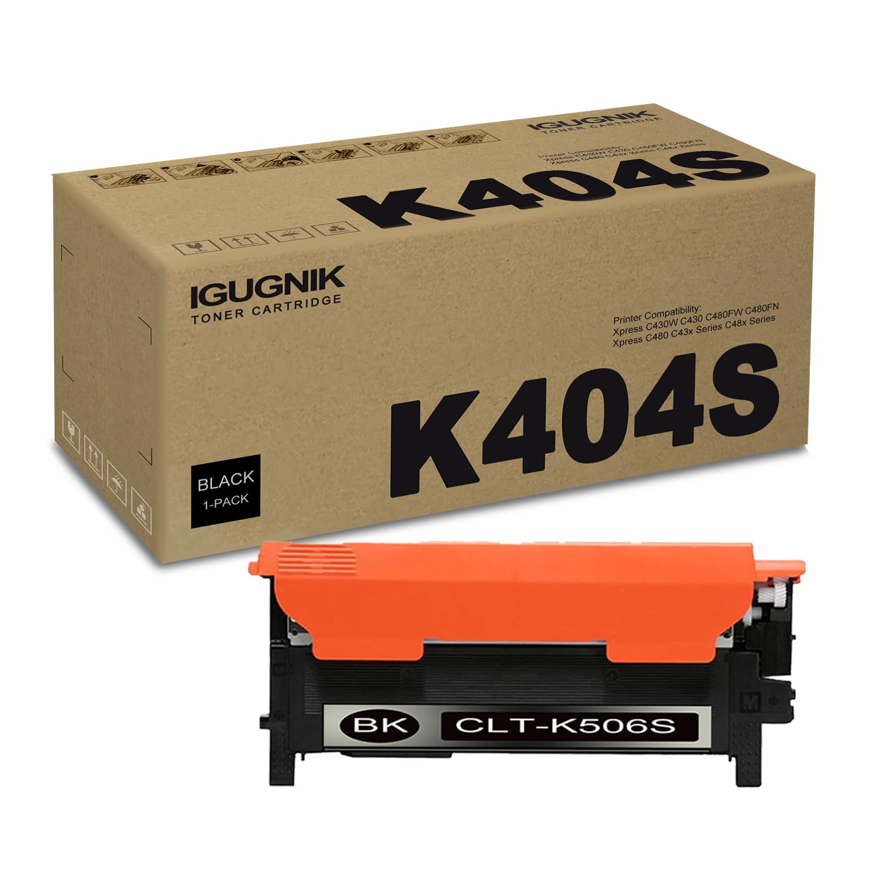 Photo 1 of 1 Pack CLT-K404S Black Toner Cartridge Replacement for Samsung CLT-K404S Work with Xpress C430W C430 C480FW C480FN C480 C43x Series C48x Series | CLT-K404S