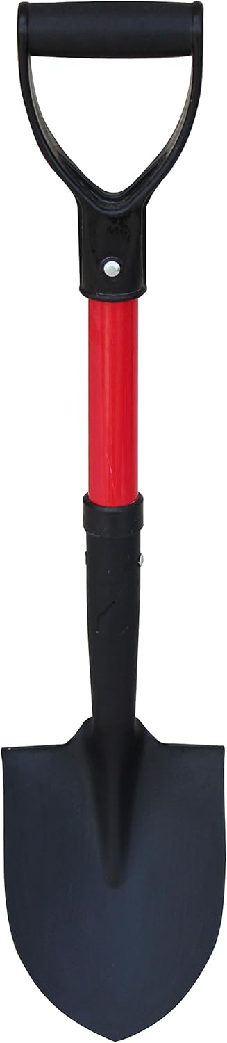 TABOR TOOLS Shovel with Round Point Blade and Comfortable D Grip 20 Inch Fiberglass Handle, Mini Trunk Digging Spade. J211A. (D Handle, Short Shovel)  : Garden & Outdoor