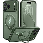 GolbinBox 360° Spin Magnetic Stand for iPhone 17 Pro Case, [Compatible with MagSafe] [Full Camera Protection] [16FT Military Drop Protection], Silm Translucent Matte Phone Case, Green