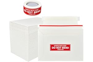 Neehows 100 Pack 6.5x4.5 Rigid Mailers Cardboard Envelopes, 400GSM Photo Mailers Shipping Envelope with DO NOT Bend Labels, S