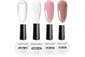 JODSONE Builder Gel for Nails,4Pcs 10ML Builder Gel Set, Nail Apex and Extension Strengthener Hard Need to Cured by Nail Lamp,Clear White Pink Brown