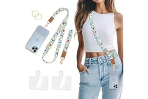 Piefly Phone Lanyard Crossbody Wrist Strap, Bird Cell Phone Lanyards for Around the Neck Wristlet Shoulder, Adjustable Flower Floral Strap for Car Keys Keychain Wallet ID Badge