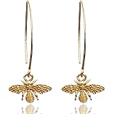 14k Gold Bee Dangle Earrings Sterling Silver