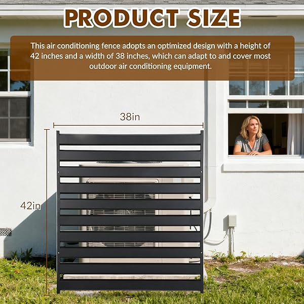 JPSEYBB 42″ H X 38″ W (3 PANELS) AIR CONDITIONER FENCE SCREEN – PRIVACY FENCE PANELS FOR OUTSIDE UNIT, POOL EQUIPMENT ENCLOSURE, NO DIG BACKYARD FENCING BLACK