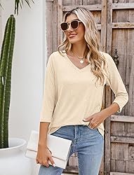 Sherosa Womens Tops Loose Fitting Shirts 3/4 Sleeve