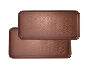 FDGARDEN Large Multifunctional Boot Tray 2 Pack Boot Mat Washable Indoor or Outdoor Tray Mat for Shoes Boots Plants Pots Paint Tins Pet Bowls Car Storage, 30 x 15 x 1.2 Inches (Brown)