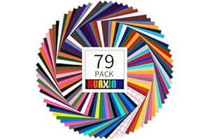 Huaxing Permanent Self Adhesive Vinyl Sheets (Pack of 79, 12 inchesx12 inches) 38 Assorted Colors Premium Adhesive Craft Outd