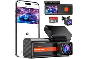 Dash Cam Front and Rear, Veement S80 4k+1080P Dual Dashcam for Cars, WiFi Mini Dash Camera,1.47” Display Car Camera,170°Wide, Night Vision, 24H Parking Mode, G-Sensor, App, 32GB Card Included