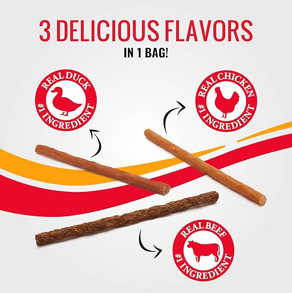 GOOD ‘N’ TASTY TRIPLE FLAVOR SNAP ‘EMS GOURMET TREATS VARIETY PACK FOR ALL DOGS, 15 COUNT, REWARD OR TRAINING TREAT MADE WITH REAL CHICKEN, DUCK AND BEEF