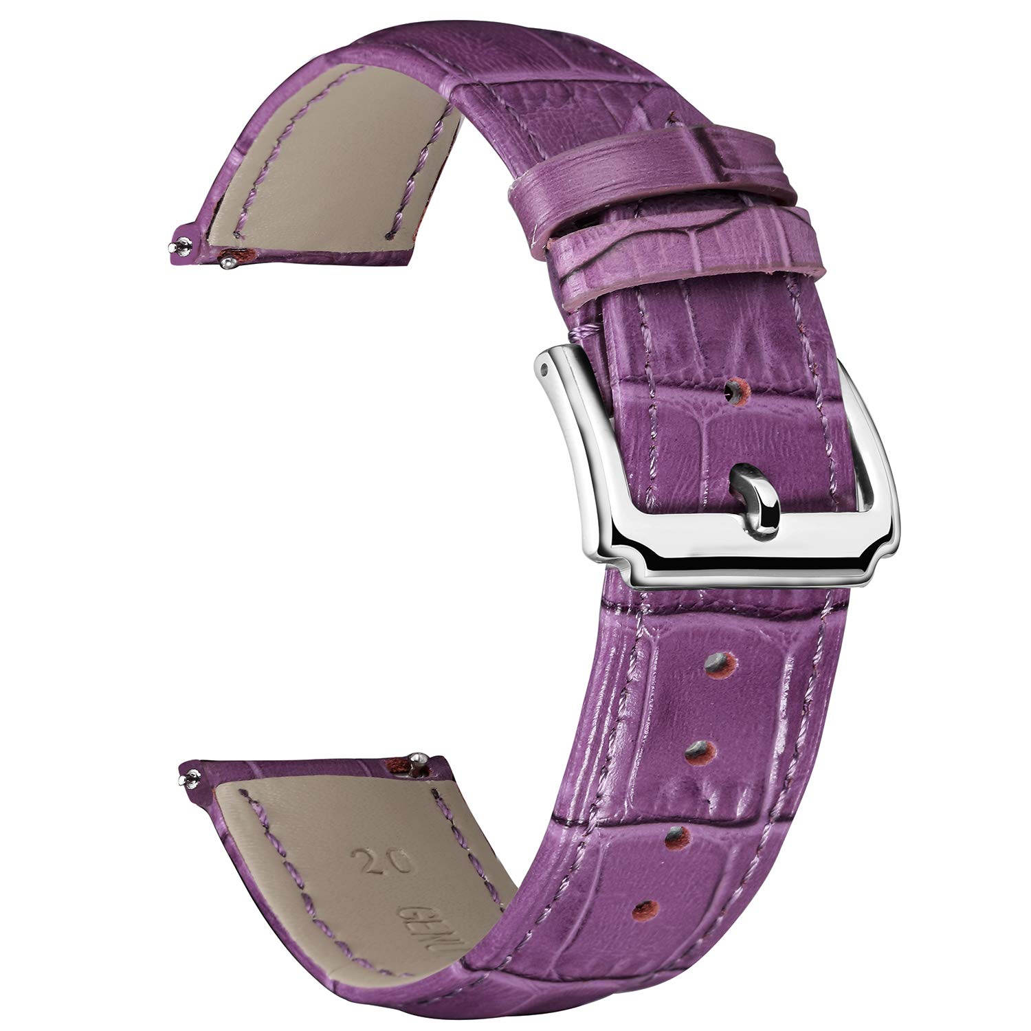 BINLUN Leather Watch Strap Quick Release Replacement Crocodile Leather Watch Bands for Men Women (Purple, 18mm)