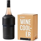 Huski Wine Chiller | Award Winning Iceless Design | Keeps Wine Cold up to 6 Hours | Wine Accessory | Next Generation Ice Bucket | Fits Some Champagne Bottles | Perfect Gift for Wine Lovers (Black)